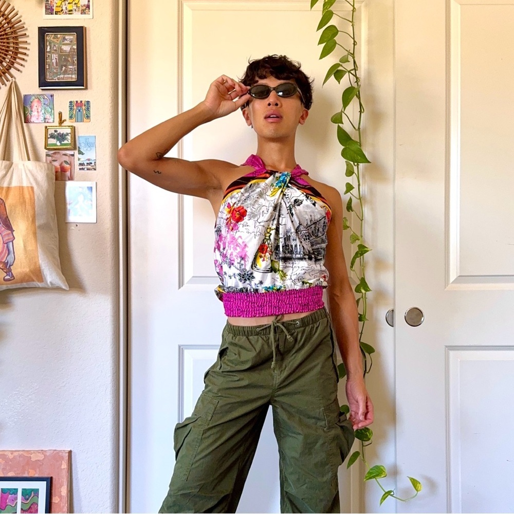Vintage Y2K Cache Silk Halter Top